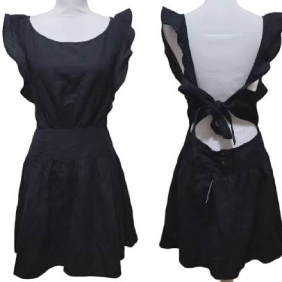 Free People Dresses & Skirts - FREE PEOPLE black halter dress open back ties size medium